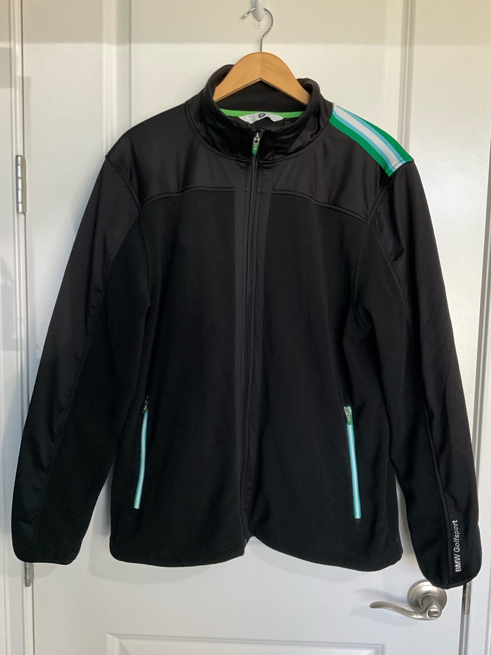 BMW Golfsport Black Zip-Up Fleece Jacket Sz XL